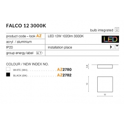 FALCO 12 PLAFON BIAŁY 3000K    AZZARDO 		AZ2780