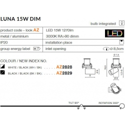 LUNA 15W DIMMABLE CZARNY WPUST  AZ2829  AZZARDO