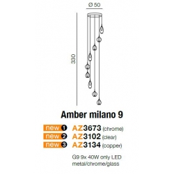 LAMPA WISZĄCA AZZARDO AMBER MILANO 9 CHROM  AZ3673