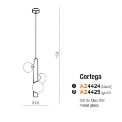 CORTEGA LAMPA WISZĄCA ZŁOTA AZ4425    AZZARDO