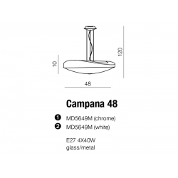 LAMPA WISZĄCA AZZARDO CAMPANA 48 WHITE AZ0566