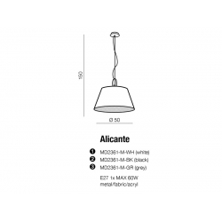 LAMPA WISZĄCA AZZARDO ALICANTE GREY AZ2294