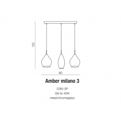 LAMPA WISZĄCA AZZARDO AMBER MILANO 3 CHROM AZ2149